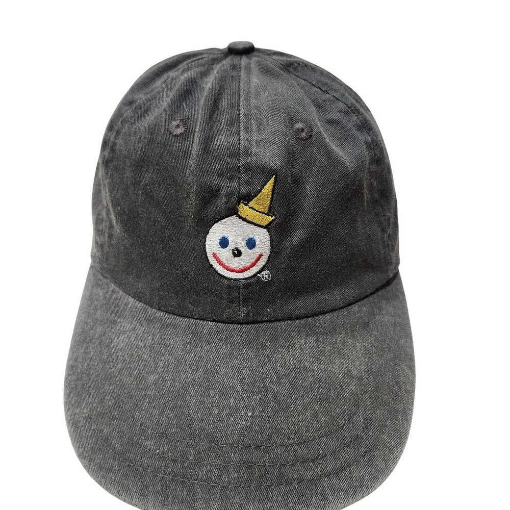 Jack In The Box HeadShot Hat Cap Strap Back Mens One Size Gray Embroidered